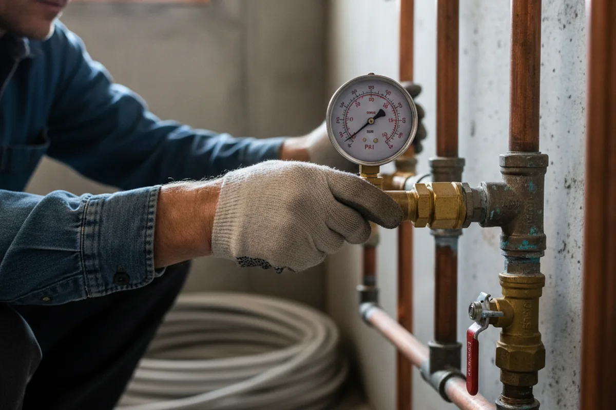 Pressure testing a repaired line during Water Line Repair in Delanson